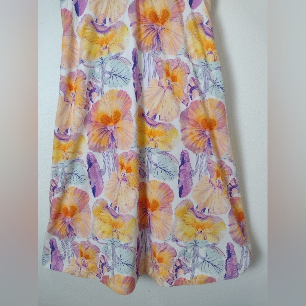 Anthropologie Cecilia Pettersson Floral Tie Front Cotton Sleeveless Midi Dress - Picture 8 of 16